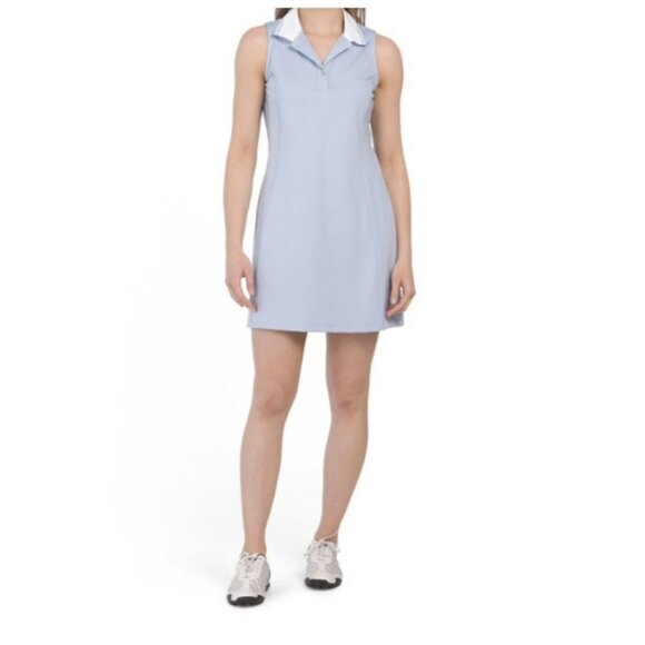 TOMMY BAHAMA GOLF Small Sleeveless Collar Dress Pale Blue With Shorts NEW - Picture 1 of 2